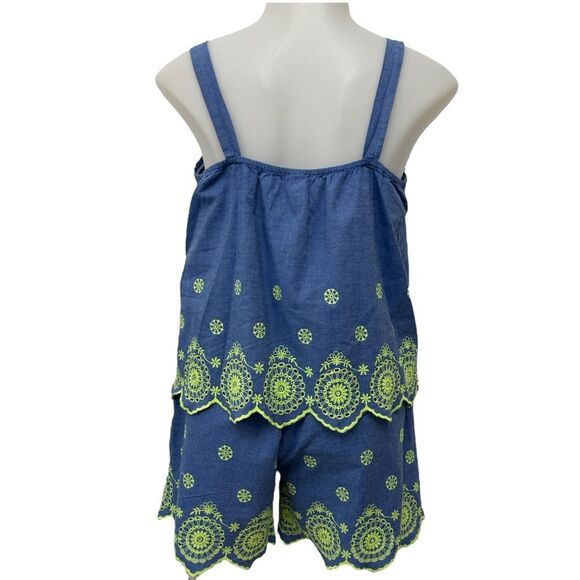 Justice Citron Eyelet with Chambray Blue Shorts Set Size 14/16 - Picture 2 of 8